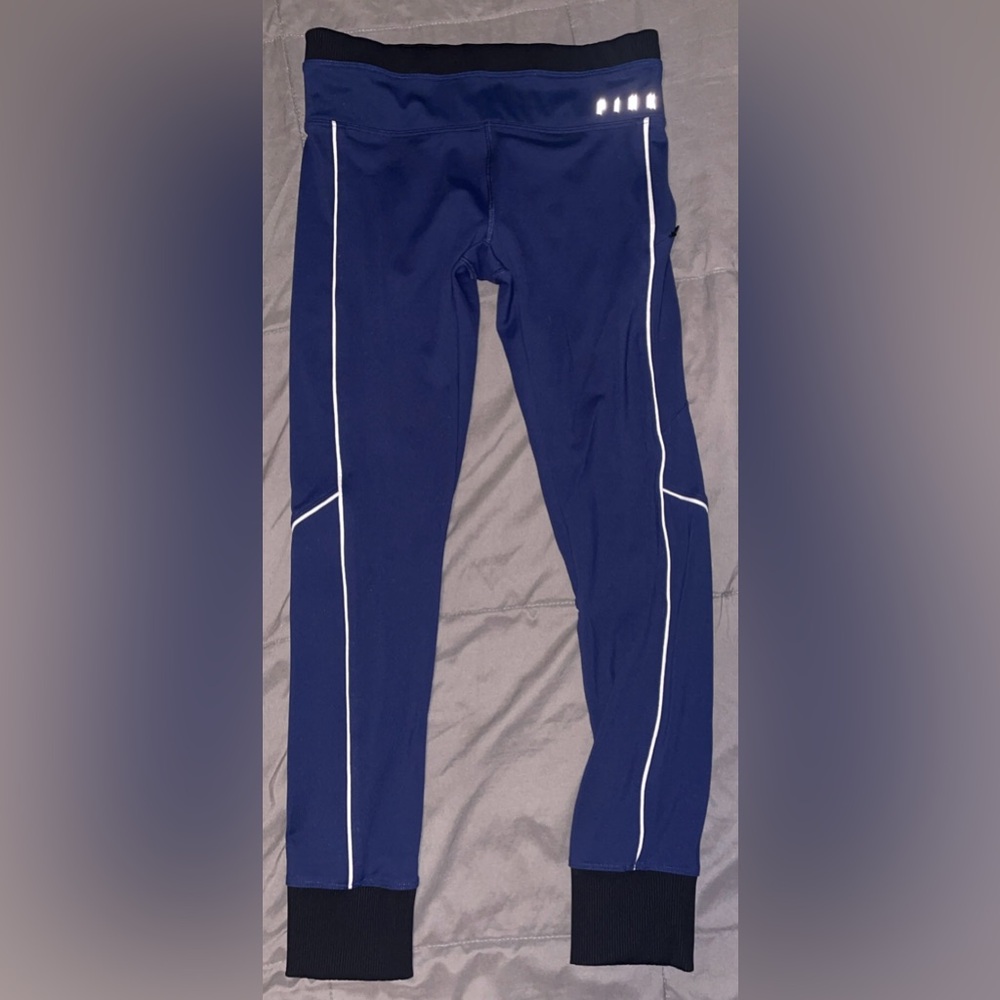 PINK Victoria's Secret Ultimate Blue Joggers with White Trim